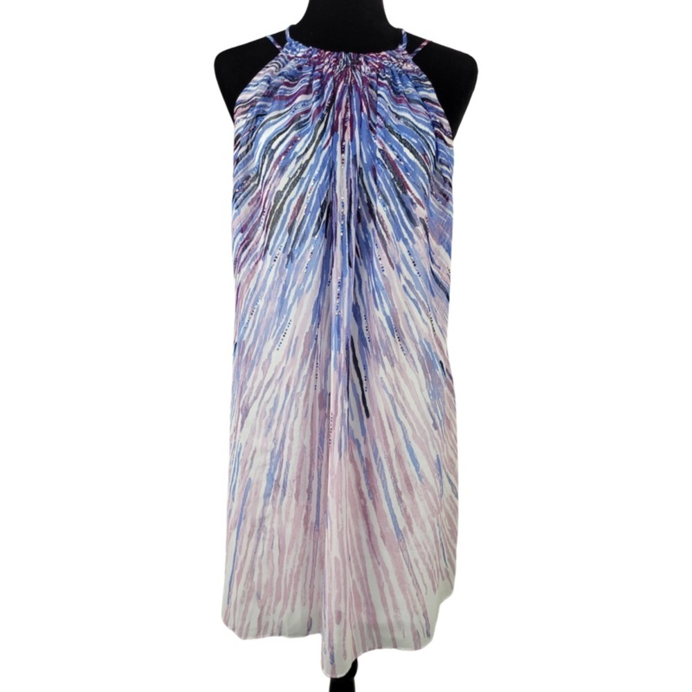 NWT White House Black Market Burst Halter Neck Shift Dress Size petite Large